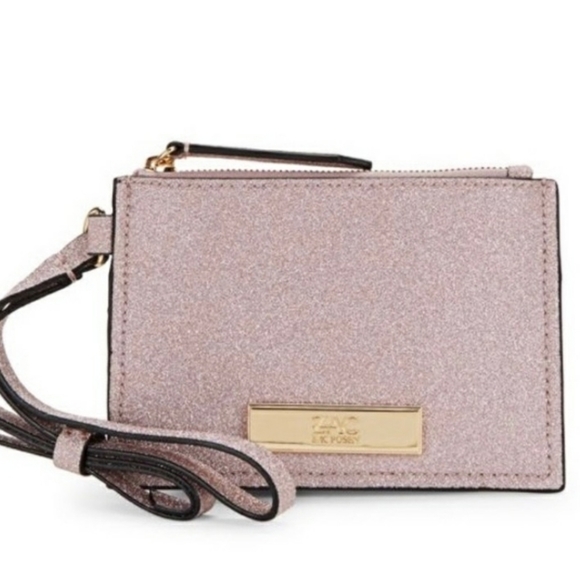 ZAC Zac Posen Handbags - ZAC Posen Earthette Wristlet Blush Pink Sparkle Glitter Leather Bow
